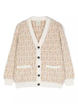 Кардиган с логотипом FF Fendi Kids, белый