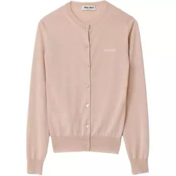 Кардиган с логотипом и интарсией MIU MIU, Snow