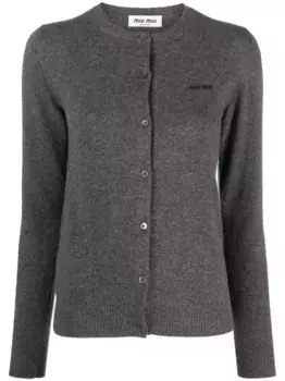 Кардиган с логотипом MIU MIU, серый