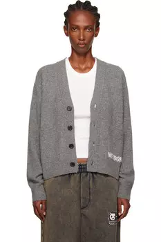 Кардиган с логотипом Pocket вязаный We11Done, цвет charcoal