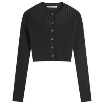 Кардиган с логотипом в рубчик Alexander Wang, черный