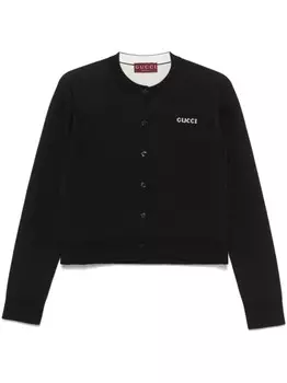 Кардиган с логотипом вязки интарсия Gucci, черный