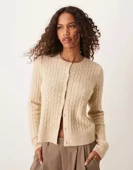 Кардиган с микро-косами и логотипом в коричневом цвете Abercrombie & Fitch