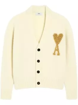 Кардиган с монограммой Ami de Coeur AMI Paris, нейтральный цвет