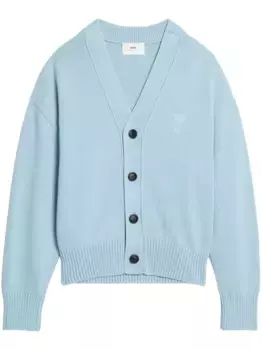 Кардиган с монограммой Ami de Coeur AMI Paris, синий