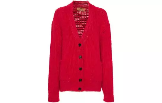 Кардиган с начесом и рубчиком MISSONI, красный