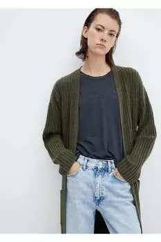 Кардиган с накладными карманами Mango, хаки