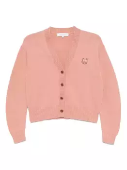 Кардиган с нашивкой Bold Fox Head Maison Kitsun, розовый