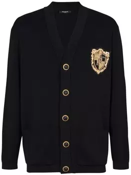 Кардиган с нашивкой-логотипом Balmain, черный