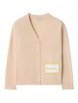 Кардиган с нашивкой-логотипом Burberry Kids, нейтральный