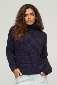 Кардиган с объемным узором и отворотом Superdry, синий