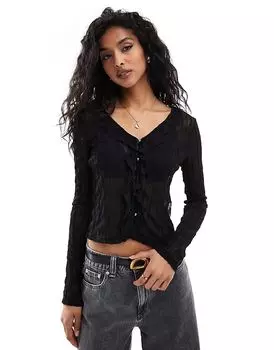 Кардиган с оборками черного цвета Object