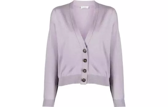 Кардиган с отделкой Монили Brunello Cucinelli, фиолетовый