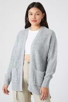 Кардиган с открытой передней частью Forever 21, серый
