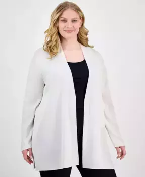 Кардиган с открытой полочкой больших размеров Napa Anne Klein, белый