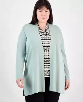 Кардиган с открытой полочкой больших размеров Napa Anne Klein, зеленый