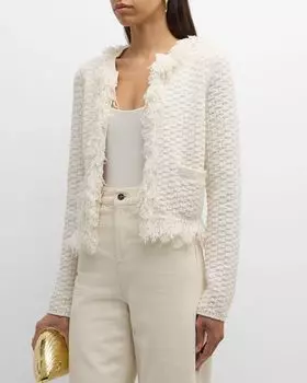 Кардиган с открытым передом April с бахромой A.L.C., цвет Naturalwh