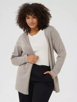 Кардиган с открытым вырезом из фарсии KAFFE Curve, серый