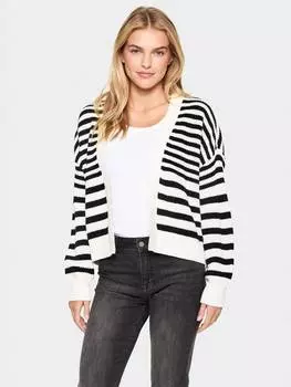 Кардиган с открытым вырезом в полоску ibenmei Saint Tropez, черный/белый