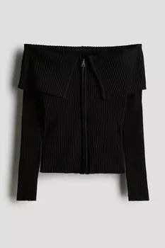 Кардиган с открытыми плечами H&M, черный