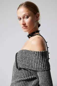 Кардиган с открытыми плечами и молнией vanna H&M, серый