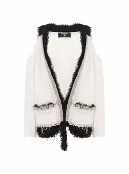 Кардиган с открытыми плечами из букле Balmain