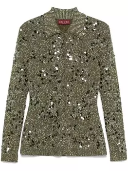 Кардиган с пайетками Gucci, зеленый