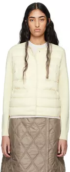 Кардиган с панелями на пуху Moncler, белый