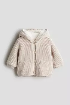 Кардиган с плюшевой подкладкой H&M, бежевый