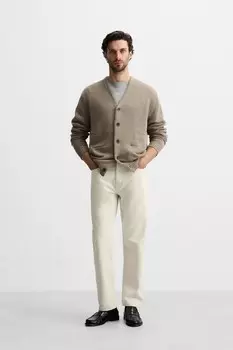 Кардиган с поднятой отделкой ZARA, коричневый/серо-коричневый