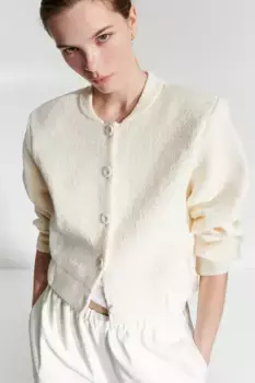 Кардиган с подплечниками H&M, бежевый