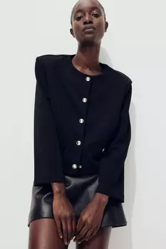 Кардиган с подплечниками H&M, черный
