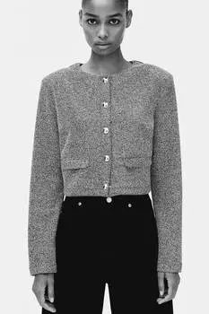 Кардиган с подплечниками H&M, черный