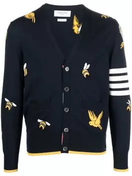 Кардиган с полосками 4-Bar Thom Browne, синий