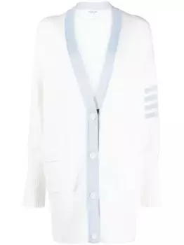 Кардиган с полосками 4-Bar THOM BROWNE, белый