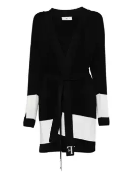 Кардиган с полосками и поясом Elisabetta Franchi, черный