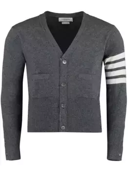 Кардиган с полосками на рукаве THOM BROWNE, серый