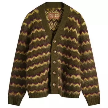 Кардиган с полосками зигзаг Brain Dead, зеленый