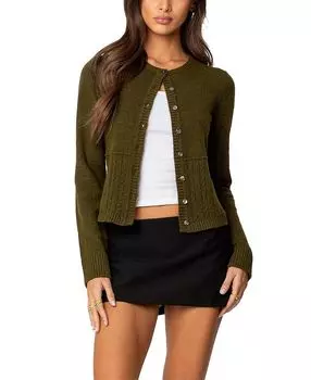 Кардиган с полукосой Edikted, зеленый