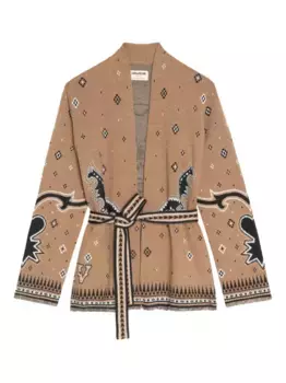 Кардиган с поясом и изображением черепа Zadig&Voltaire, коричневый