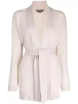 Кардиган с поясом и люрексом N.Peal, розовый