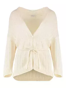 Кардиган с поясом и пайетками Peserico, нейтральный