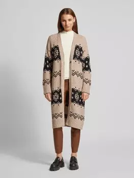 Кардиган с потайной планкой на пуговицах Oui, коричневый