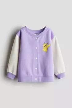 Кардиган с принтом из потной ткани H&M, фиолетовый