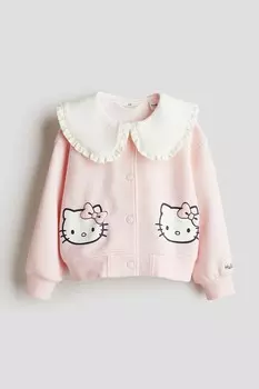 Кардиган с принтом из потной ткани H&M, розовый