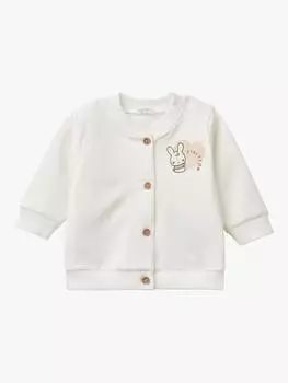 Кардиган с принтом кролика для малышей Benetton, белый