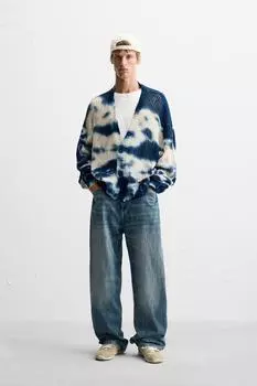 Кардиган с принтом tie-dye ZARA, синий