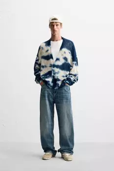 Кардиган с принтом tie-dye ZARA, синий