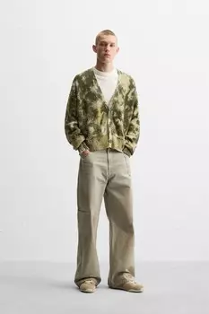 Кардиган с принтом tie-dye ZARA, зеленый