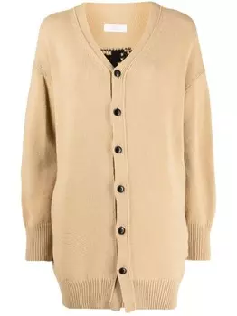 Кардиган с приспущенными плечами и узором Y's, коричневый